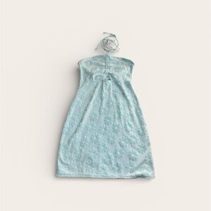 American Eagle Light Blue Terry Cloth Halter Dress